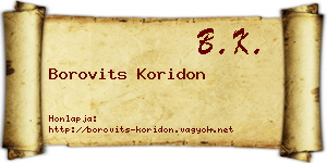 Borovits Koridon névjegykártya